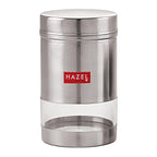 Stainless Steel Transparent Glossy Finish See Through Container, Silver, Set of 6, 1200 ml