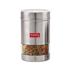 Stainless Steel Transparent Glossy Finish See Through Container, Silver, Set of 6, 1200 ml