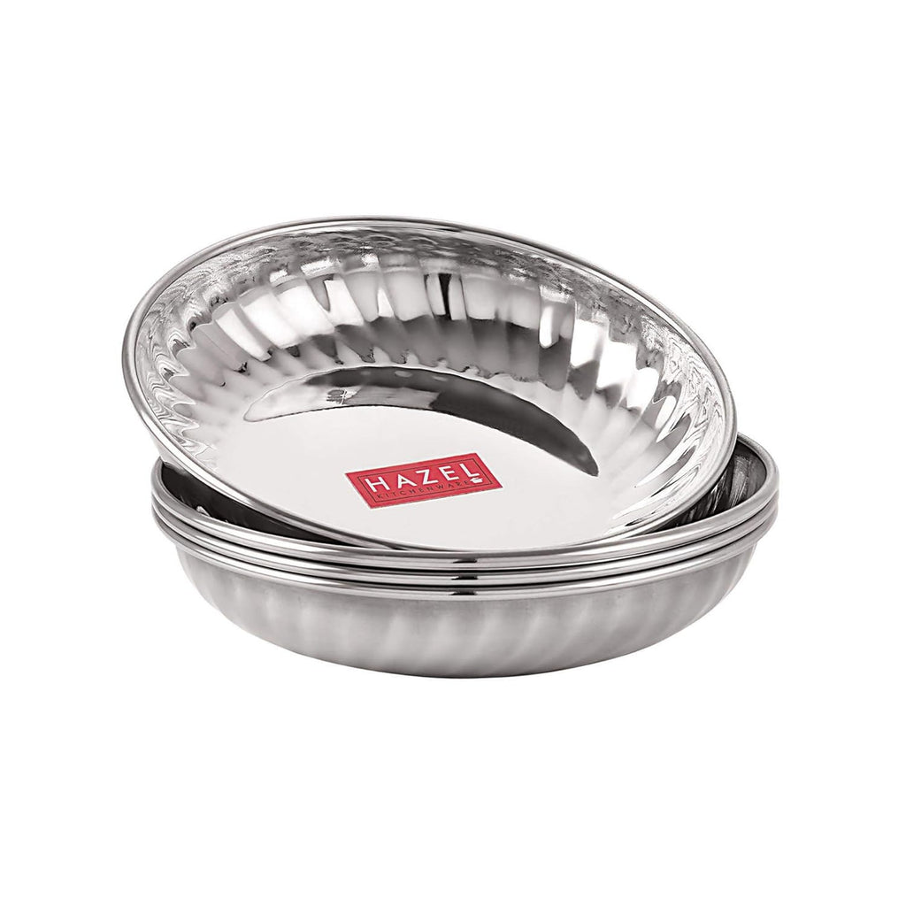 Stainless Steel Serving Sweet Dish Dessert Plate, Set of 4, 200 ml Each, Silver