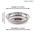 Stainless Steel Serving Sweet Dish Dessert Plate, Set of 4, 200 ml Each, Silver