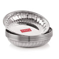 Stainless Steel Serving Sweet Dish Dessert Plate, Set of 6, 200 ml Each, Silver