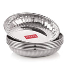 Stainless Steel Serving Sweet Dish Dessert Plate, Set of 6, 200 ml Each, Silver