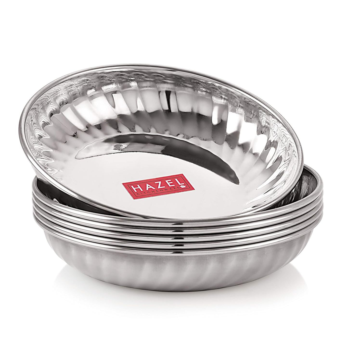 Stainless Steel Serving Sweet Dish Dessert Plate, Set of 6, 200 ml Each, Silver