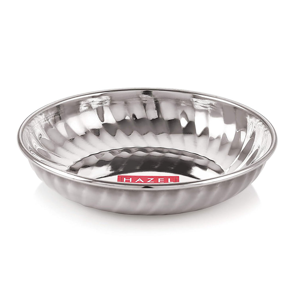 Stainless Steel Serving Sweet Dish Dessert Plate, Set of 6, 200 ml Each, Silver