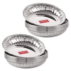 Stainless Steel Serving Sweet Dish Dessert Plate, Set of 12, 200 ml Each, Silver