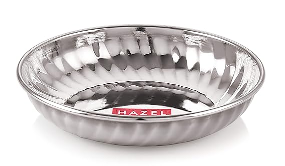 Stainless Steel Serving Sweet Dish Dessert Plate, Set of 12, 200 ml Each, Silver