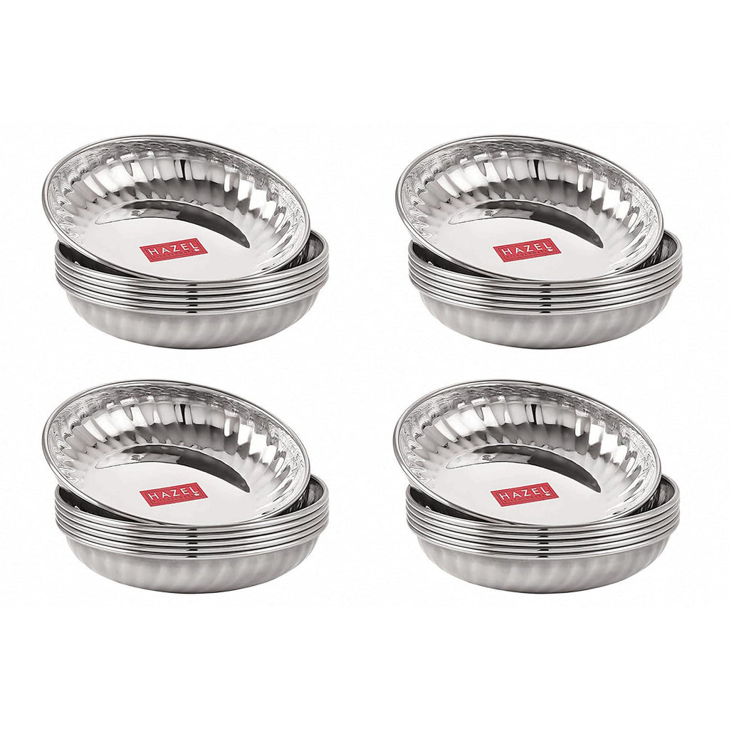 Stainless Steel Serving Sweet Dish Dessert Plate, Set of 24, 200 ml Each, Silver