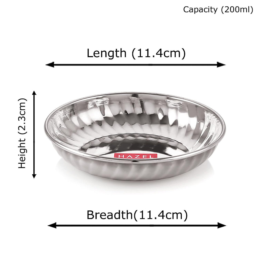 Stainless Steel Serving Sweet Dish Dessert Plate, Set of 24, 200 ml Each, Silver