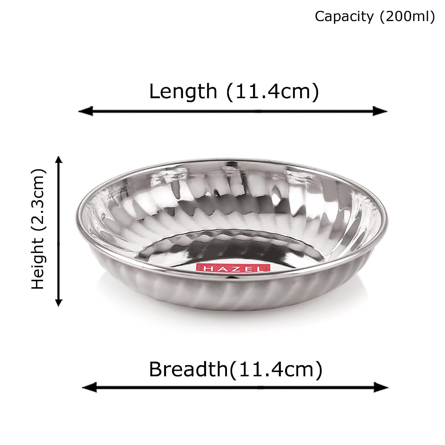 Stainless Steel Serving Sweet Dish Dessert Plate, Set of 24, 200 ml Each, Silver