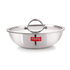 Triply Stainless Steel Induction Bottom Tasra and Kadhai With Steel Lid, 2.6 Litre, 24.5 cm