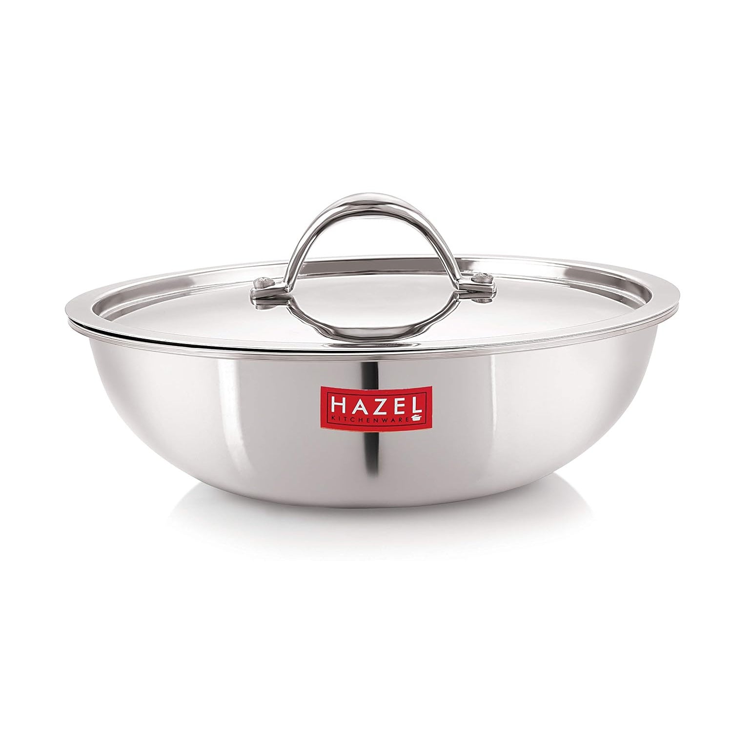 Triply Stainless Steel Induction Bottom Tasra and Kadhai With Steel Lid, 2.6 Litre, 24.5 cm