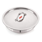 Triply Stainless Steel Induction Bottom Tasra and Kadhai With Steel Lid, 2.6 Litre, 24.5 cm