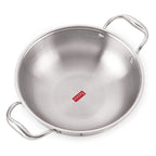 Triply Stainless Steel Induction Bottom Tasra and Kadhai With Steel Lid, 2.6 Litre, 24.5 cm
