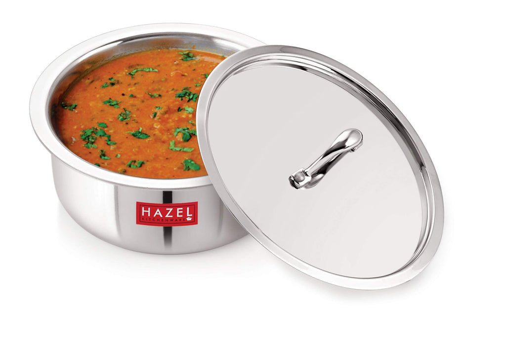 Triply Stainless Steel Induction Bottom Tope With Handle and Tope With Stainless Steel Lid, 2300 ml, 18.5 cm