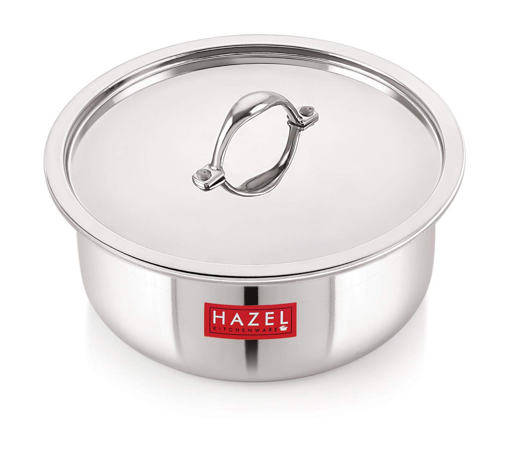 Triply Stainless Steel Induction Bottom Tope With Handle and Tope With Stainless Steel Lid, 2300 ml, 18.5 cm