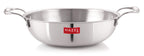 Triply Stainless Steel Induction Bottom Kadhai and Tasra 1.2 Litre, Tope With Handle 2300 ml
