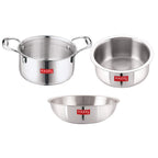 Triply Stainless Steel Induction Bottom Tope and Tope With Handle 2300 ml, Tasra 1200 ml