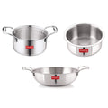 Triply Stainless Steel Induction Bottom Tope and Tope With Handle 2300 ml, Kadhai 1200 ml