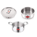 Triply Stainless Steel Induction Bottom Tope and Tope With Handle 2300 ml, Tasra 1200 ml With Stainless Steel Lid