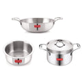 Triply Stainless Steel Induction Bottom Tope and Tope With Handle 2300 ml, Kadhai 1200 ml With Stainless Steel Lid