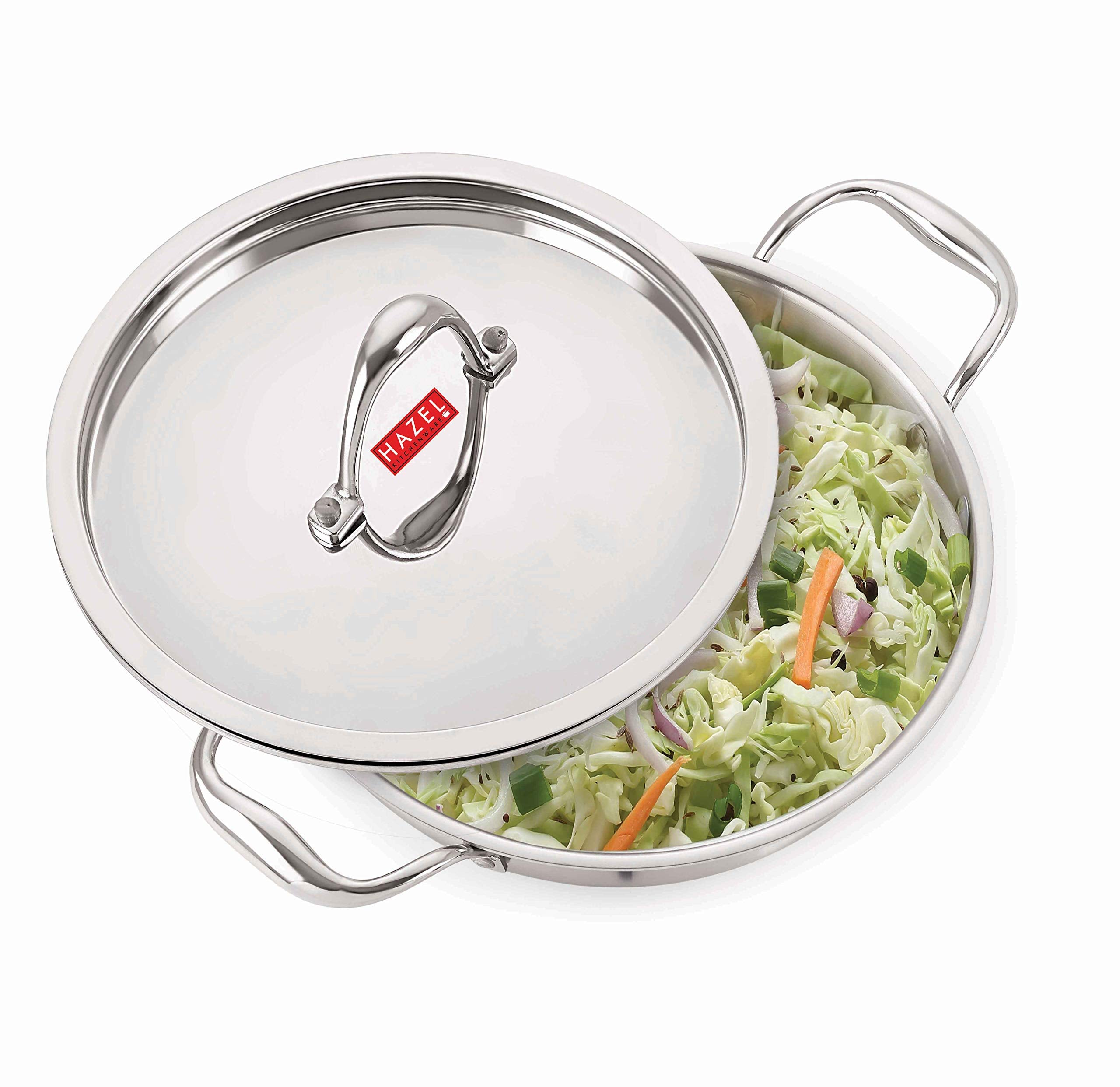 Triply Stainless Steel Induction Bottom Tope and Tope With Handle 2300 ml, Kadhai 1200 ml With Stainless Steel Lid