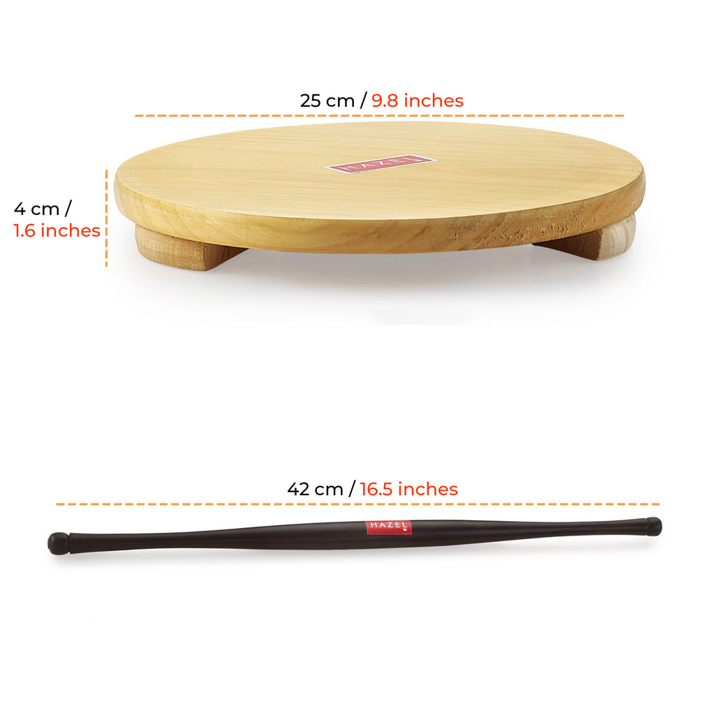 Wood Polpat Chakla Roti Chapati Maker 24 cm With Sheesham Roti Roller Belan Rolling Pin 42 cm
