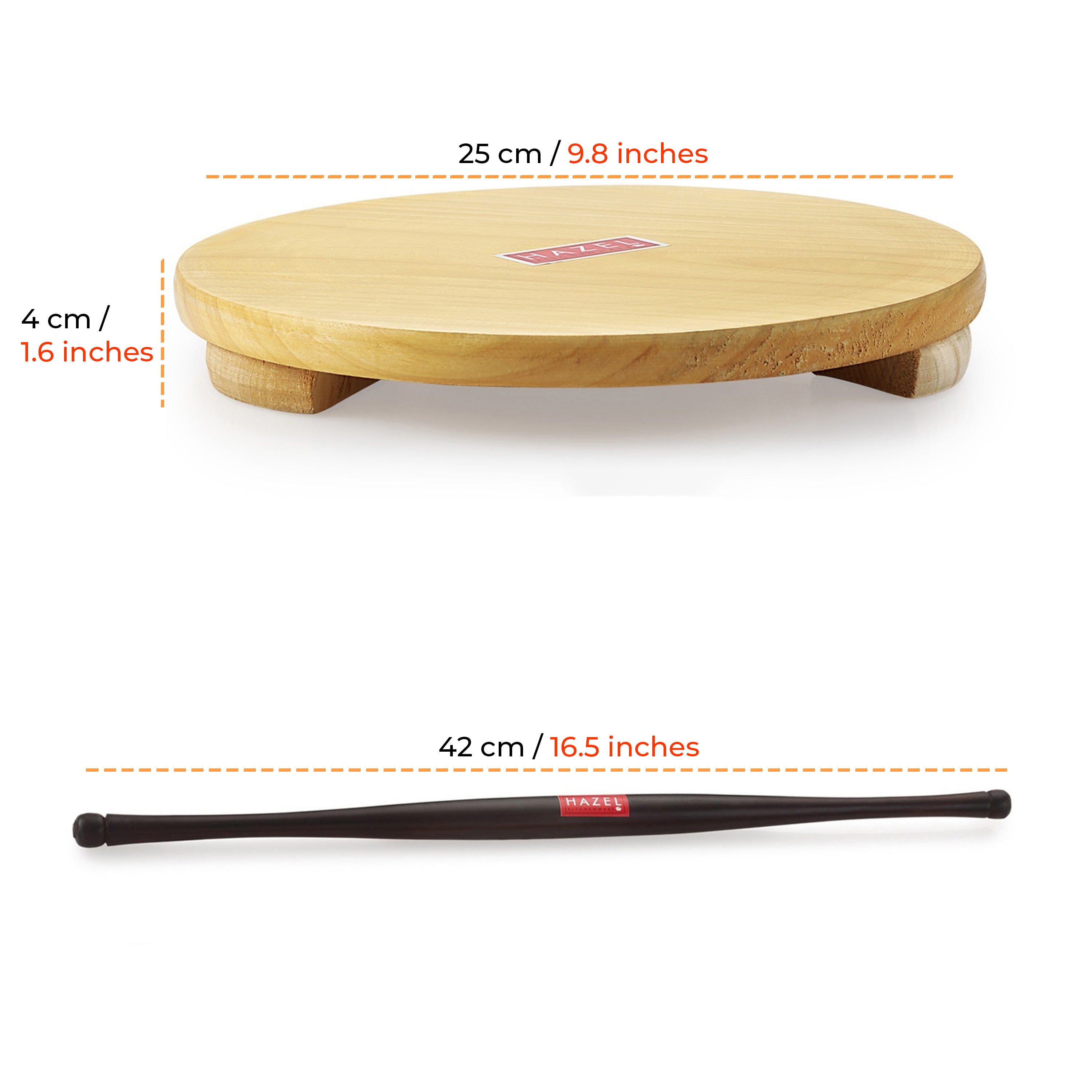 Wood Polpat Chakla Roti Chapati Maker 24 cm With Sheesham Roti Roller Belan Rolling Pin 42 cm