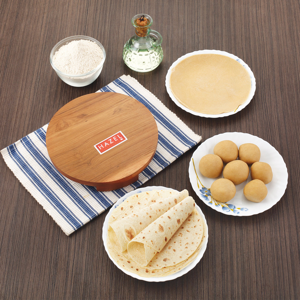 Sagwan Polpat Chakla Roti Chapati Maker 24 cm With Sheesham Roti Roller Belan Rolling Pin 42 cm