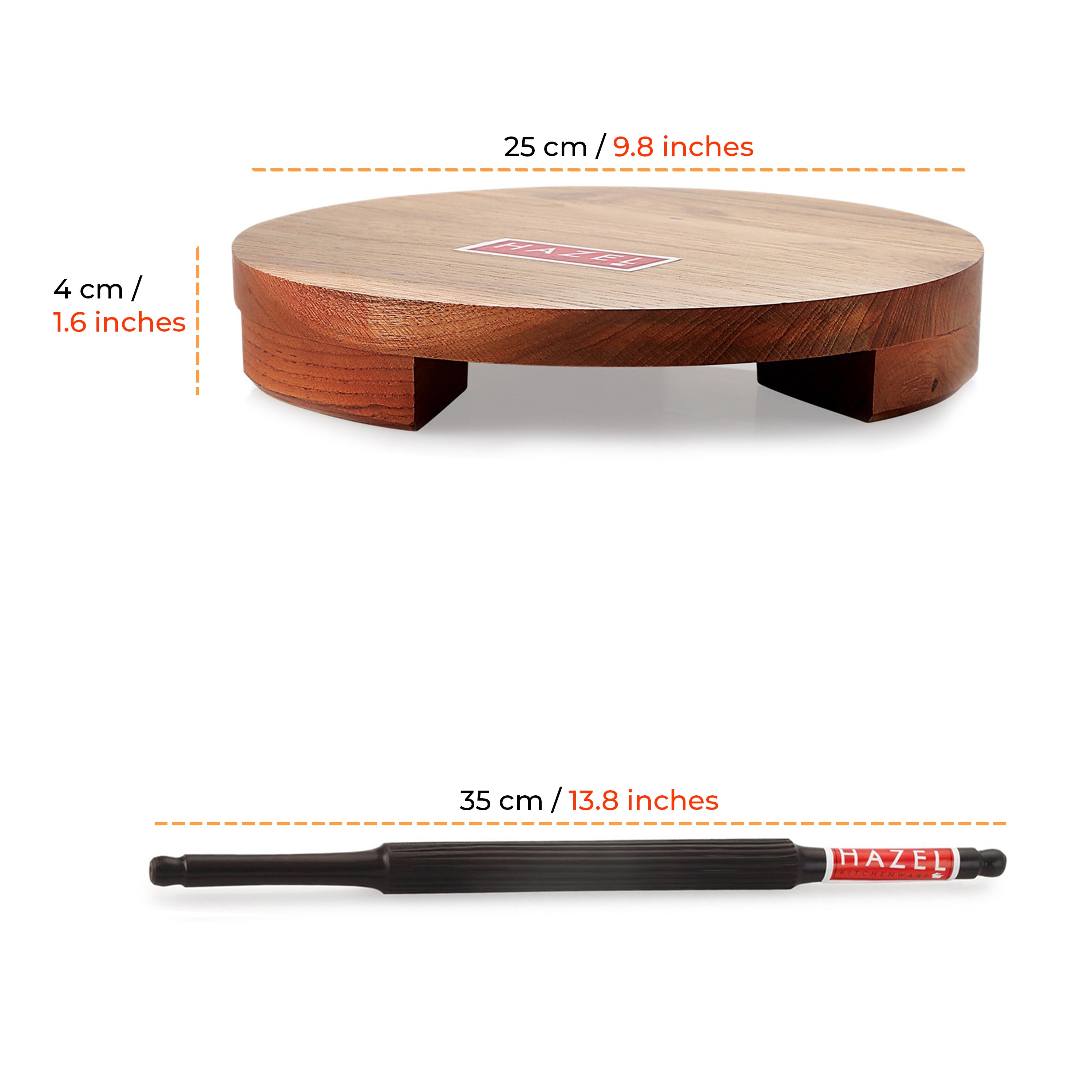 Sagwan Polpat Chakla Roti Chapati Maker 24 cm With Sheesham Roti Roller Belan Rolling Pin 35 cm