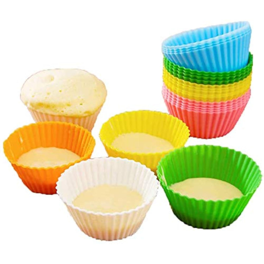 Silicone Reusable Round Muffin Moulds, Set of 24, Multicolor