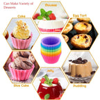 Silicone Reusable Round Muffin Moulds, Set of 24, Multicolor