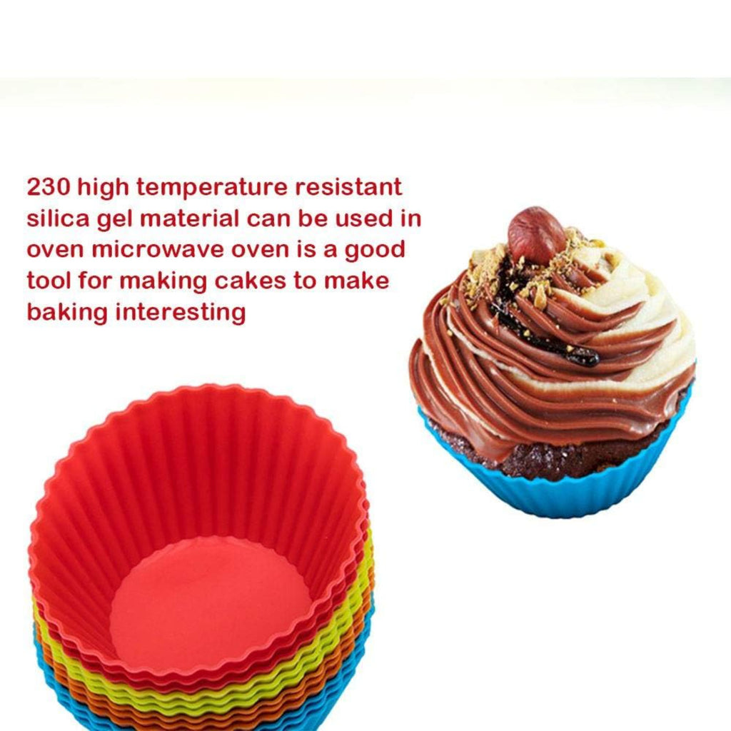 Silicone Reusable Round Muffin Moulds, Set of 24, Multicolor