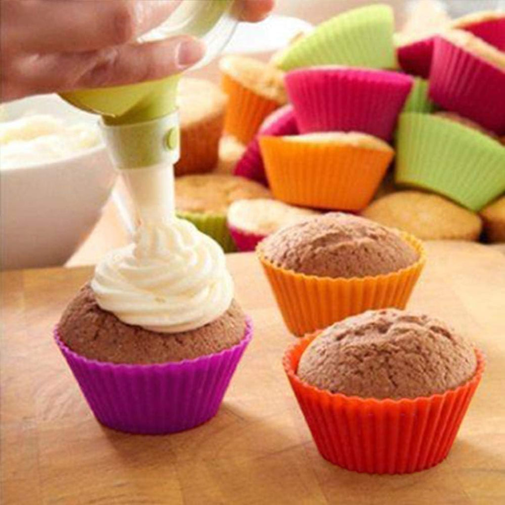 Silicone Reusable Round Muffin Moulds, Set of 24, Multicolor