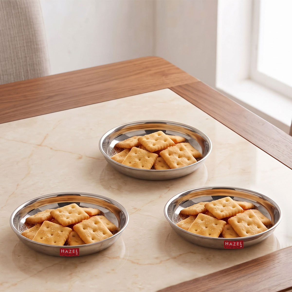 Stainless Steel Breakfast / Snack Plates 200 ML (Set of 3)
