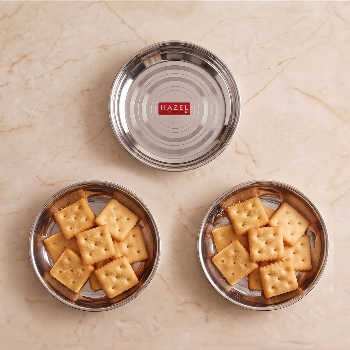 Stainless Steel Breakfast / Snack Plates 200 ML (Set of 3)