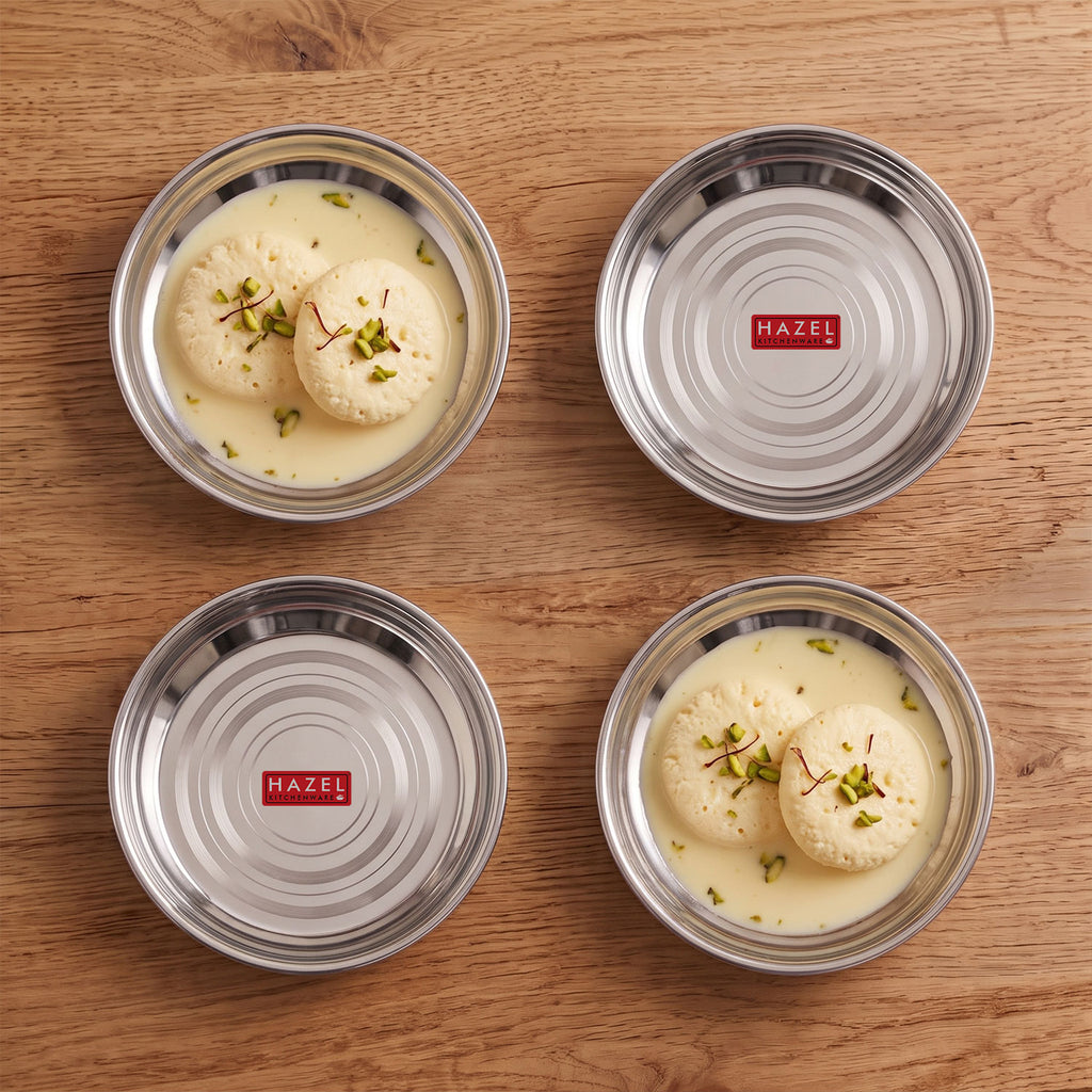 Stainless Steel Snack Plates, 200 ML (Set of 4)