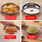 Stainless Steel Small Breakfast Plates, 300 ML, (Set of 3)