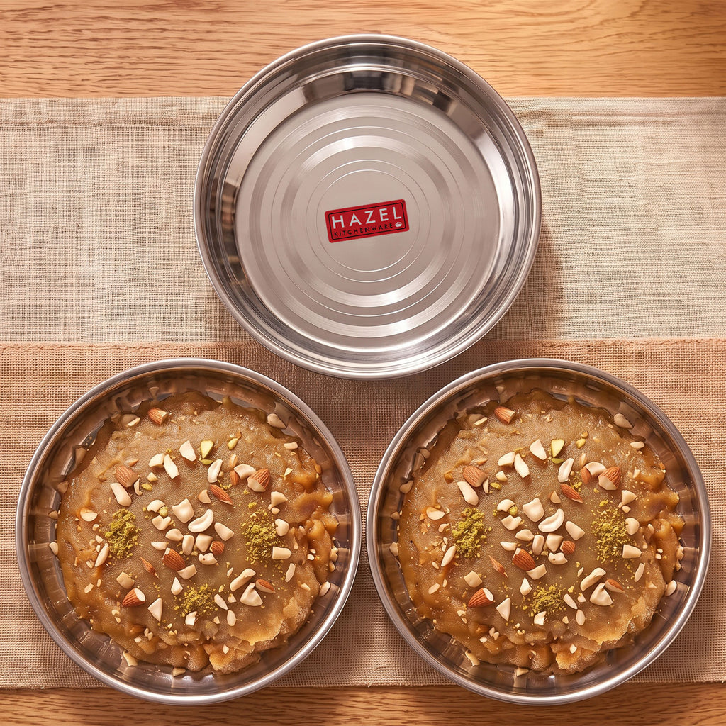 Stainless Steel Small Breakfast Plates, 300 ML, (Set of 3)