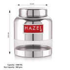Stainless Steel Transparent Airtight See Through Container Barni Set of 4, 1000 ml