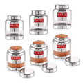 Stainless Steel Transparent Glossy Finish Airtight See Through Container Barni Set of 6, 1000 ml, Silver
