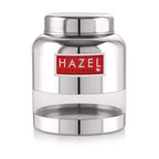 Stainless Steel Transparent Glossy Finish Airtight See Through Container Barni Set of 6, 1000 ml, Silver