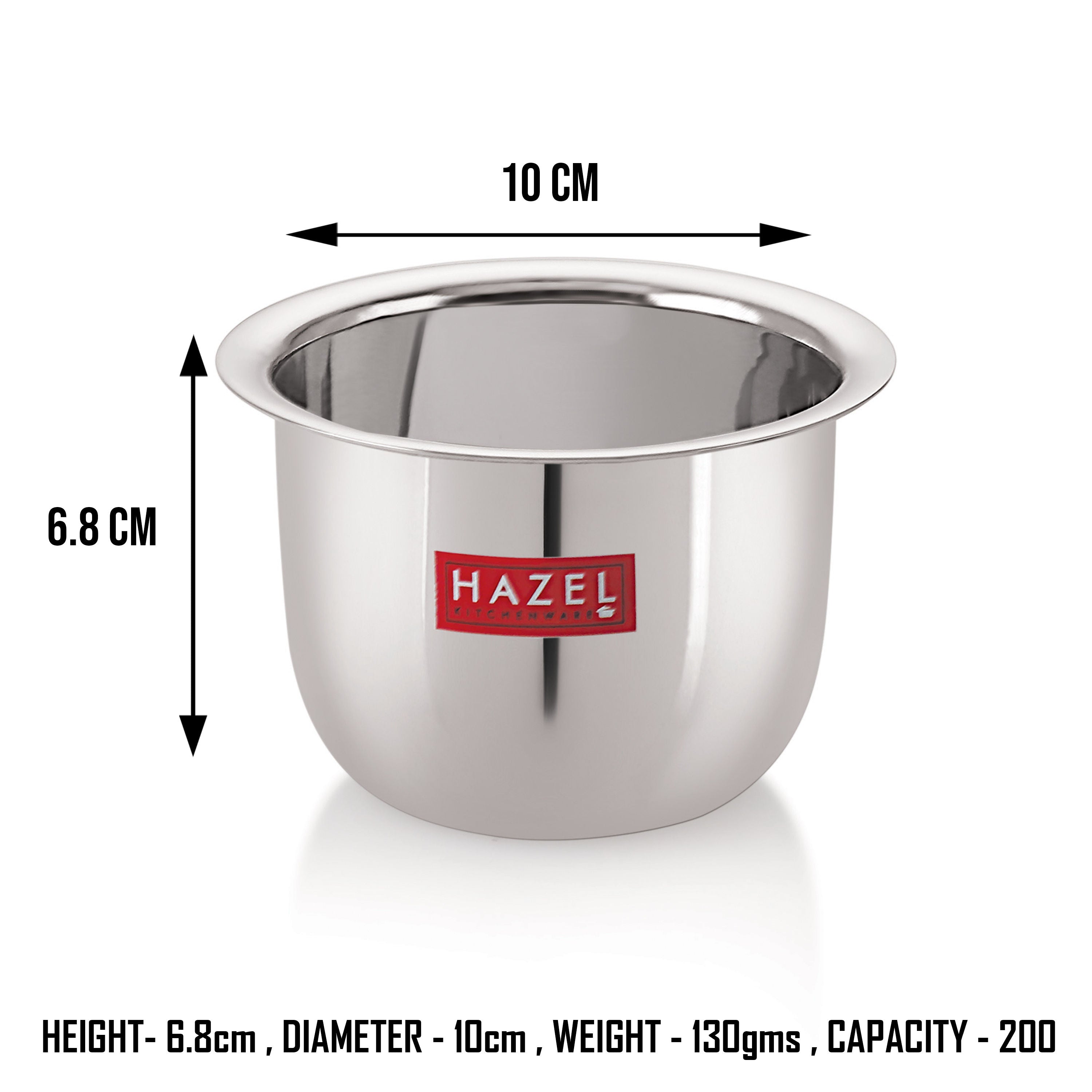 Stainless Steel Tea Glasses Large Coffee Milk Serving Glass Patra Pela Set of 2, 10 cm, 200 ml