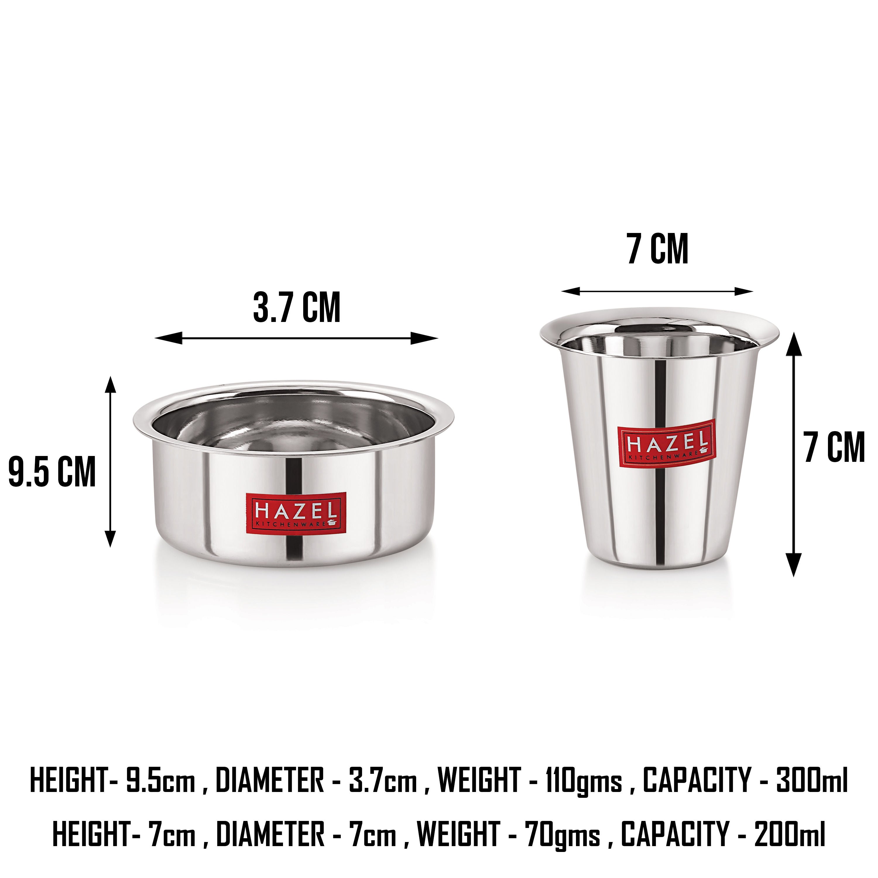 Stainless Steel Mini Tumbler Milk Tea Coffee Serving Dabara Glasses Set of 3, Silver