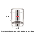 Stainless Steel See Through Glossy Finish Storage Container, Jar Dabba, Set of 3, 800 ml
