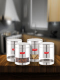 Stainless Steel See Through Glossy Finish Storage Container, Jar Dabba, Set of 4, 800 ml