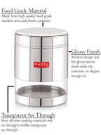 Stainless Steel See Through Glossy Finish Storage Container, Jar Dabba, Set of 4, 800 ml