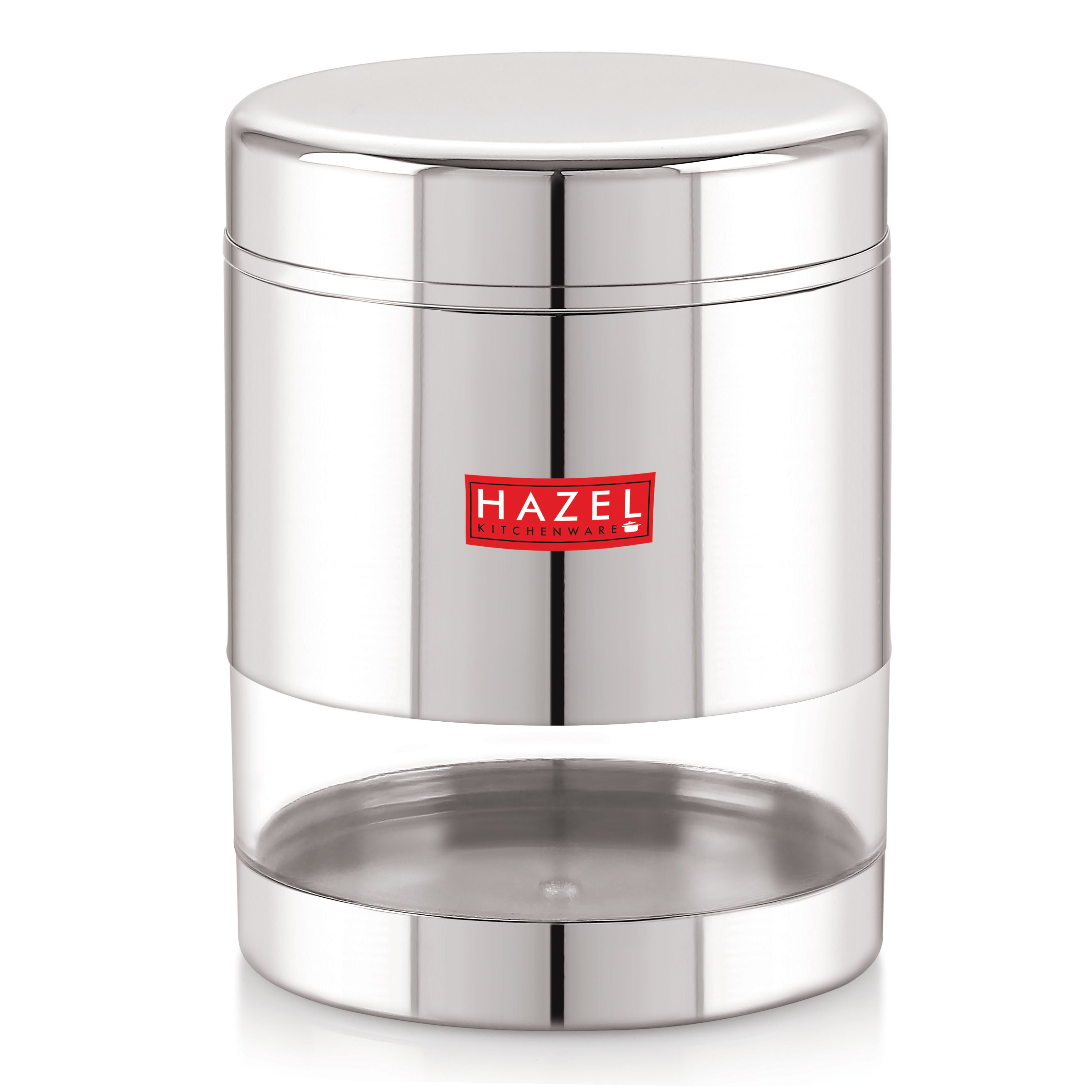 Stainless Steel See Through Glossy Finish Storage Container, Jar Dabba, Set of 5, 800 ml