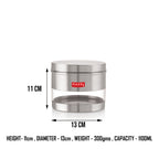 Stainless Steel See Through Matt Finish Storage Container, Jar Dabba, Set of 5, 1100 ml
