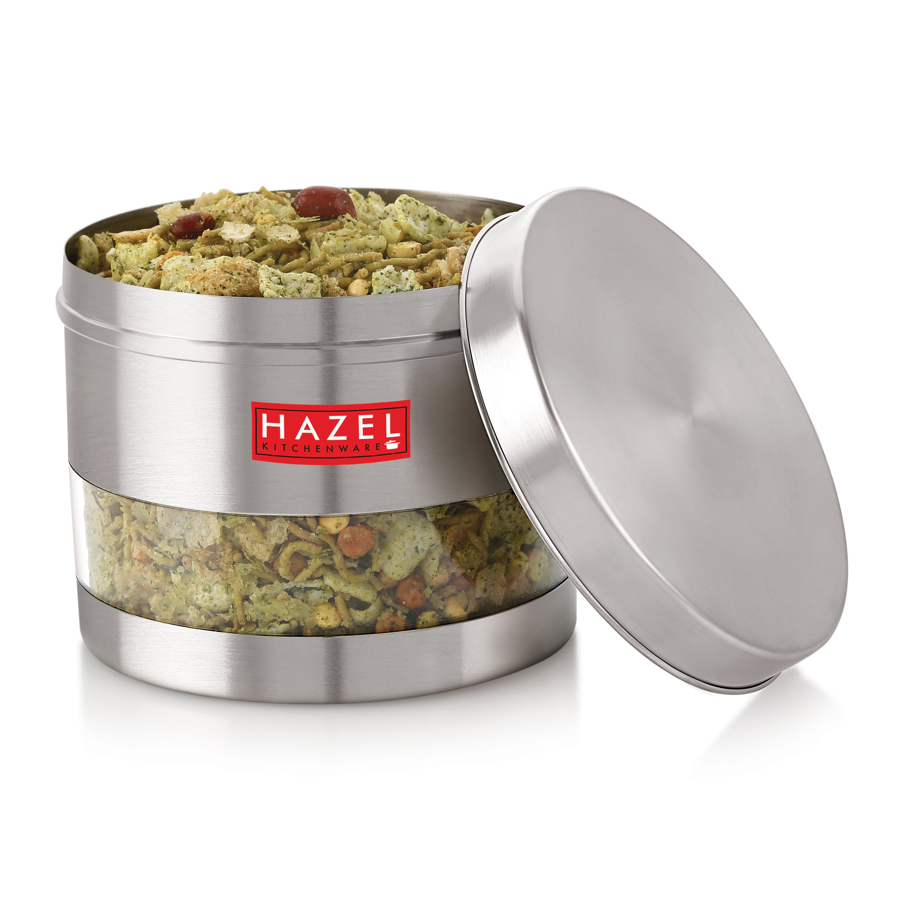 Stainless Steel See Through Matt Finish Storage Container, Jar Dabba, Set of 5, 1100 ml