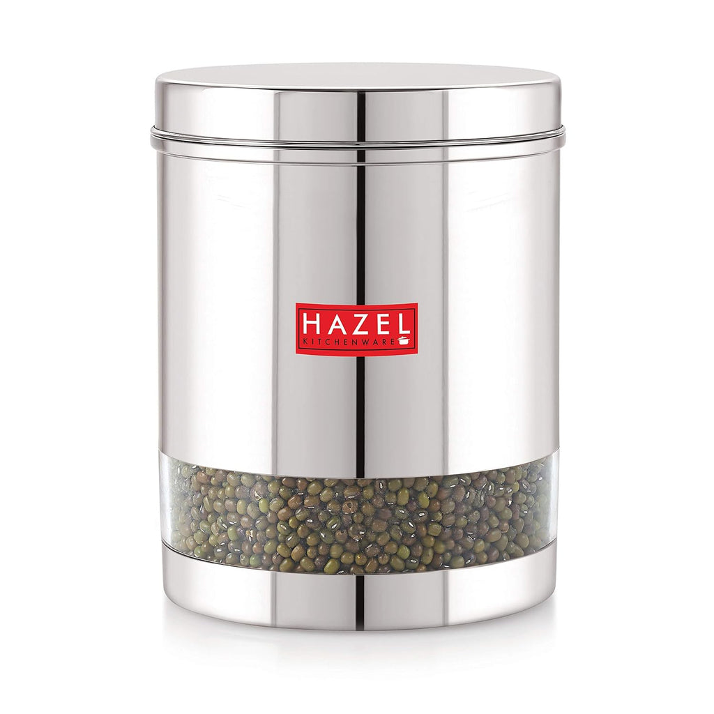 Stainless Steel See Through Glossy Finish Storage Container, Jar Dabba, Set of 3, 2200 ml